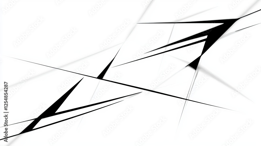 Abstract Black Lines Geometric Pattern On White Background Minimalist Modern Design