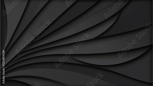 Obraz na płótnie Abstract Black Layered Shapes Graphic Design With Shadows And Light Minimalist Style Presentation w salonie