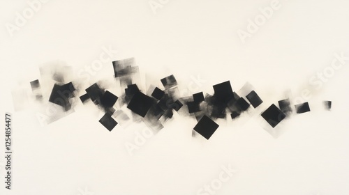 Obraz na płótnie Abstract Black Squares Floating in a Linear Pattern against a Light Background Artistic Design w salonie