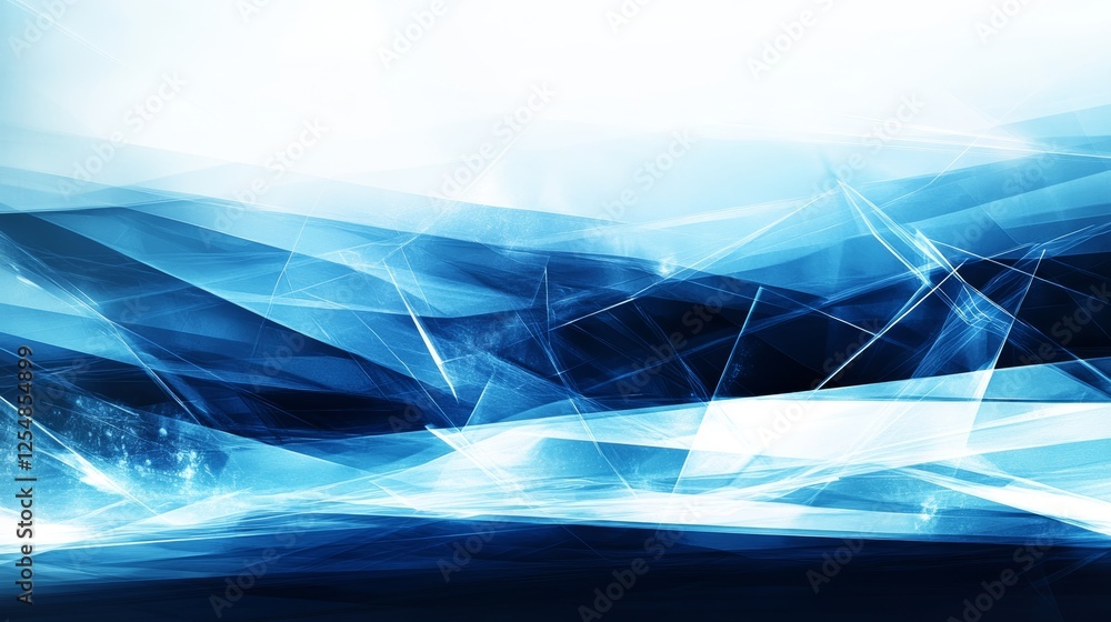 Abstract Blue Dynamic Forms and Shapes Background with Light Streaks and Subtle Grain Texture