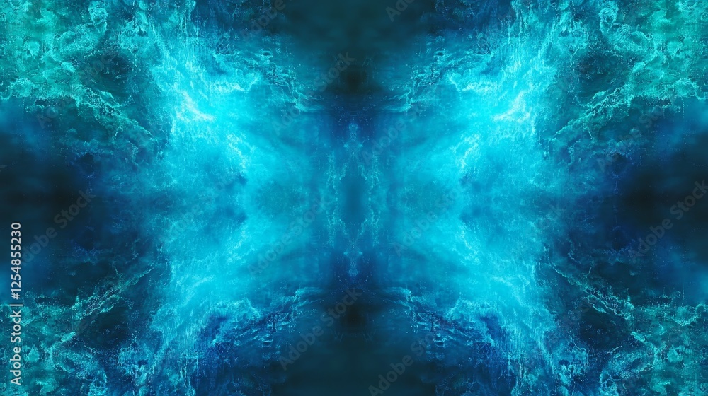 Abstract Blue Swirling Energy Pattern Radiating Outwards Like Light Forming A Symmetrical Design