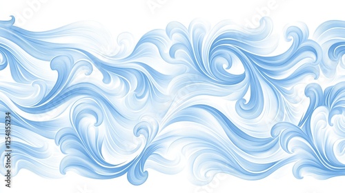 Obraz na płótnie Abstract Blue Swirls Design Pattern Fluid Decorative Wavy Ornamental White Background Art w salonie