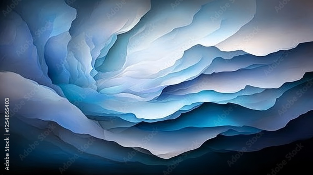 Abstract Blue Waves Formation With Light and Shadow In Atmospheric Scene