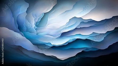Obraz na płótnie Abstract Blue Waves Formation With Light and Shadow In Atmospheric Scene w salonie