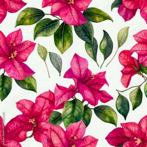 Watercolor Bougainvillea Pattern Flower Floral Pattern Background