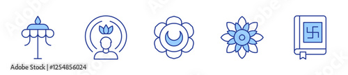 mandala, parasol, spirit, svadhishthana, vedas. Spirituality Icon vector illustration. Line Duotone style. Editable stroke