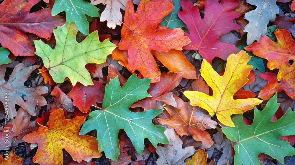 Obraz premium Vibrant Autumn Leaves on Forest Floor