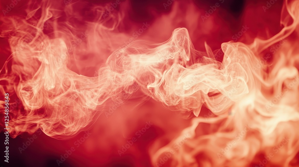 Fototapeta premium Abstract red and orange smoke swirls, creating a hazy, dreamy effect. Ideal for backgrounds, adding atmosphere to designs, or illustrating concepts like mystery or passion.