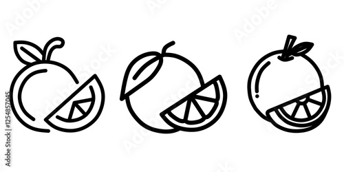 Set orange fruit icon simple design illustration