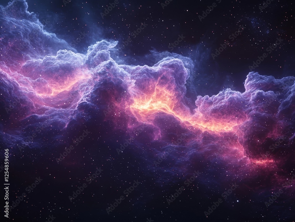 Vibrant Cosmic Nebula Swirling in Cerulean and Magenta Hues Against a Starry Black Void Vibrant Cosmic Nebula Swirling in Cerulean and Magenta Hues Against a Starry Black Void