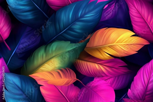 Wallpaper Mural Tropical leaves in vibrant color seamless pattern. Torontodigital.ca