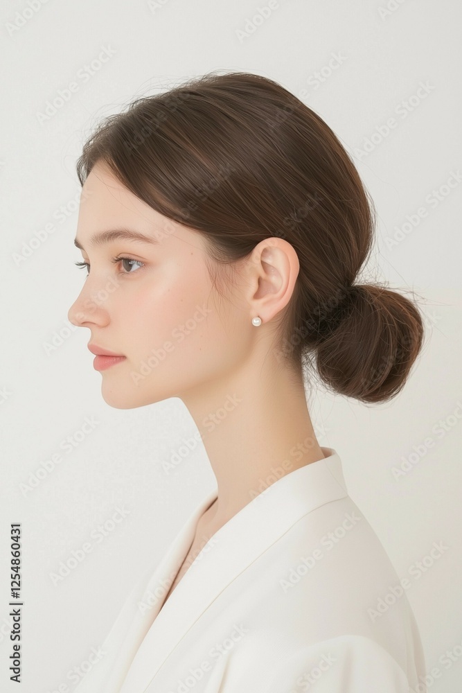 Minimalist Beauty Portrait of a Woman with Natural Glow and Subtle Freckles Minimalist Beauty Portrait of a Woman with Natural Glow and Subtle Freckles