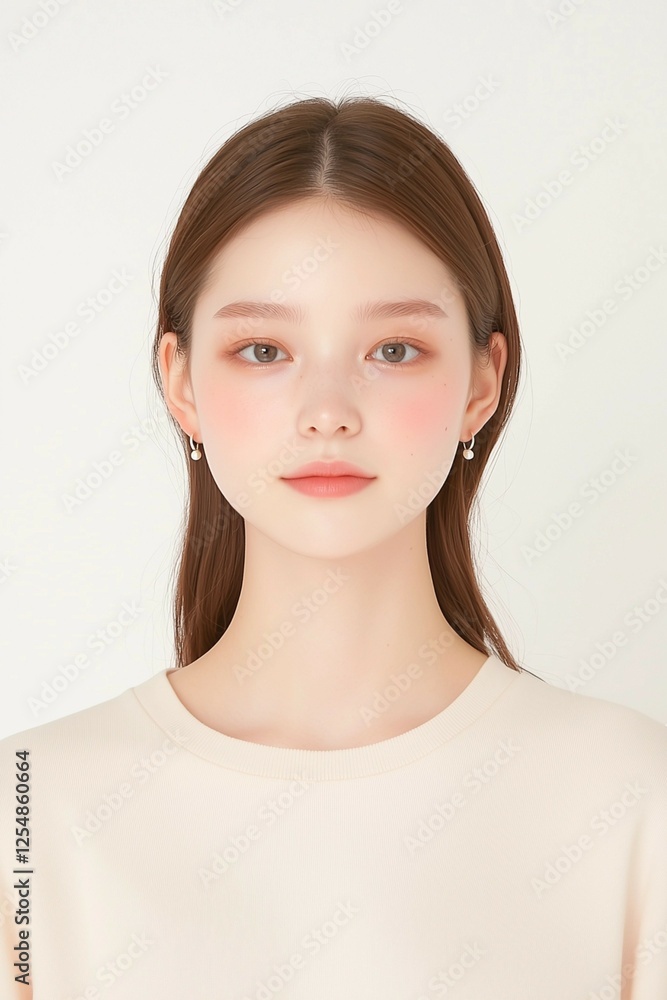 Minimalist Beauty Portrait of a Woman with Natural Glow and Subtle Freckles Minimalist Beauty Portrait of a Woman with Natural Glow and Subtle Freckles