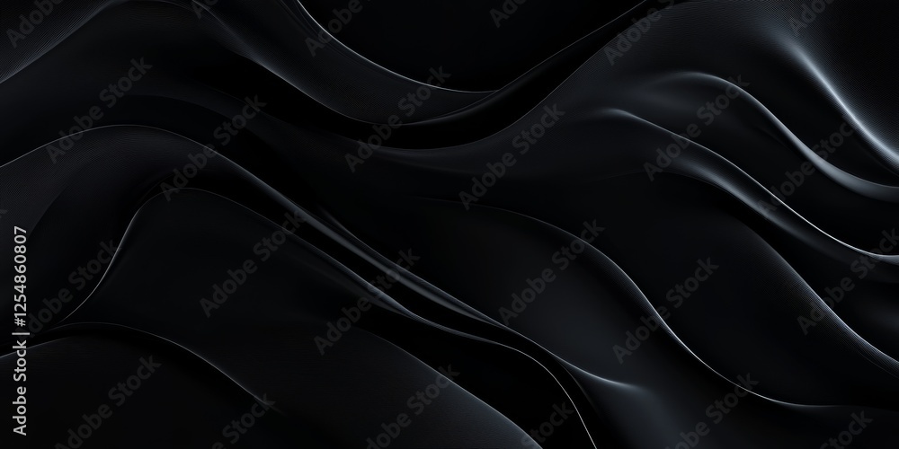 Obraz premium Abstract dark black flowing fabric texture.