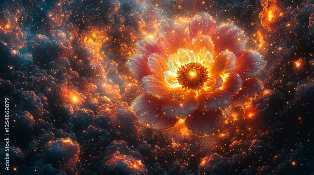 Fototapeta premium Cosmic Nebula with Kaleidoscopic Vibrant Colors Blending in Trippy Visual Effect Cosmic Background Concept with Copy Space