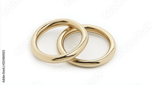 Gold wedding rings pair simple elegant isolated on white. AI generated photo