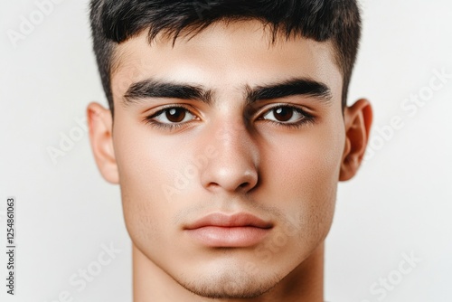 The image shows a striking side-by-side comparison of two different states of facial appearance - youth and age, captured in the same person's face through digital manipulation. This powerful image photo