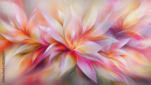 Abstract Floral Design with Vibrant Petals and Soft Hues Creating a Dreamy Composition