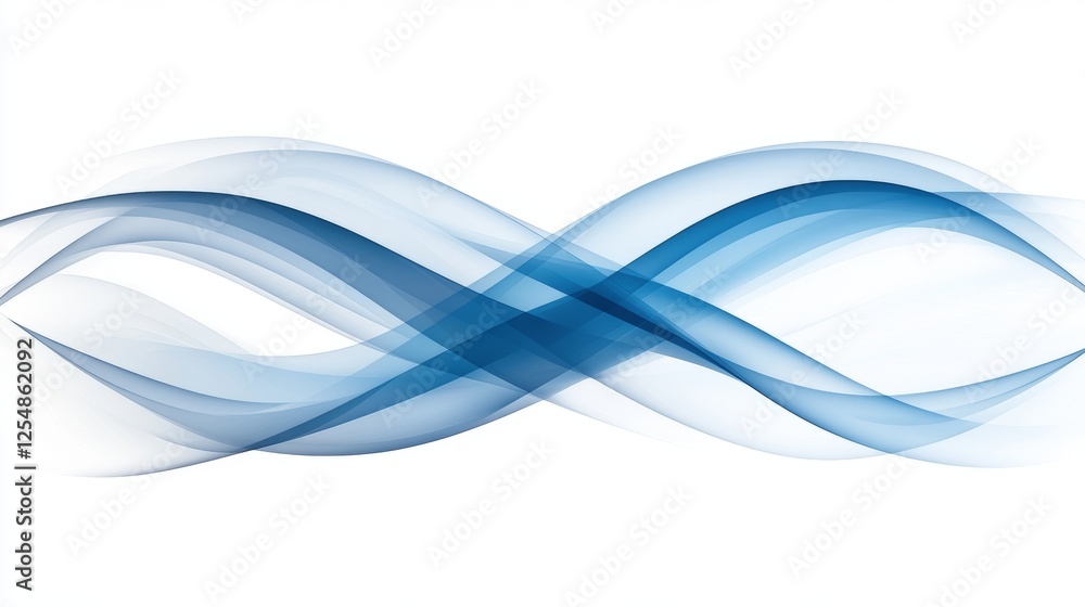 Abstract Flowing Blue Waves Modern Background Design with Smooth Transparent Overlaps