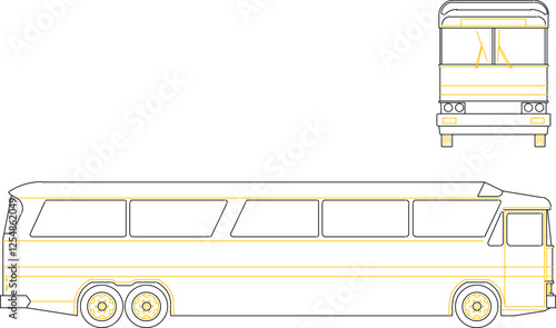 vector sketch illustration silhouette design of public transportation vehicle bus with passengers