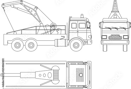 vector sketch illustration silhouette design of towing vehicle transporting broken down cars