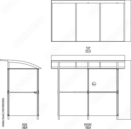 vector sketch illustration silhouette design of bus shelter building for passengers waiting for transportation 