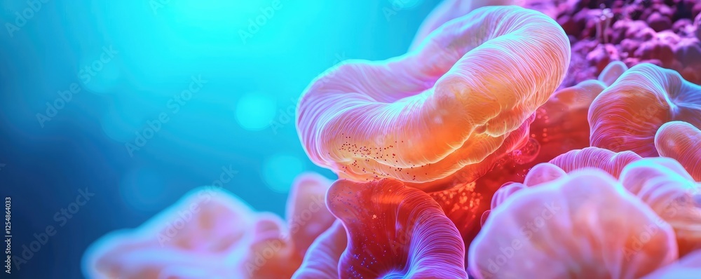 Marine food chain microscopic concept. Vibrant coral reef underwater teeming with colorful marine life and thriving ecosystems. Marine food chain microscopic concept. Vibrant coral reef underwater teeming with colorful marine life and thriving ecosystems.