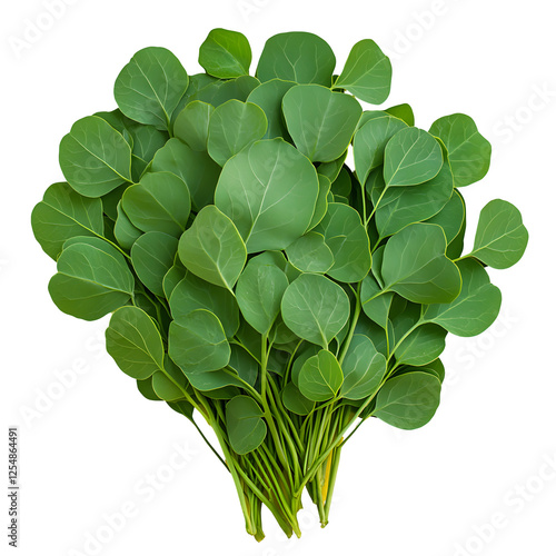 Vibrant Green Leaves on Yellow Background, Isolated