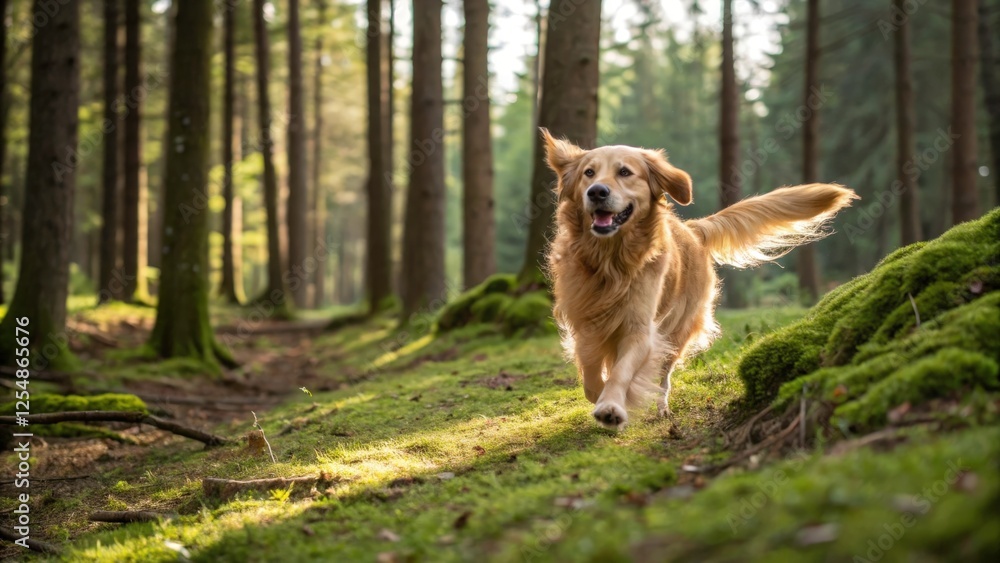 Naklejka premium golden retriever running in the park