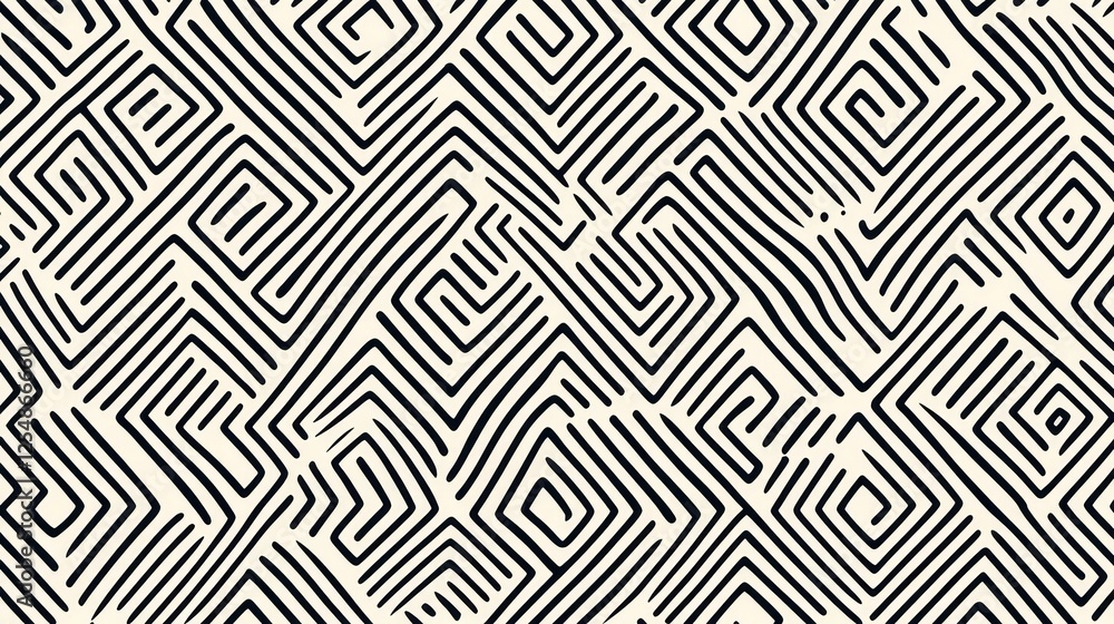 Abstract Geometric Pattern of Black Lines on Beige Background Modern Graphic Design Art Texture Abstract Geometric Pattern of Black Lines on Beige Background Modern Graphic Design Art Texture