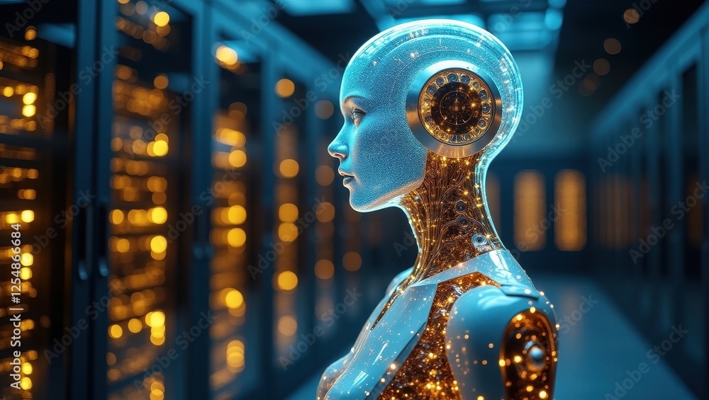 Exploration of quantum AI technology featuring an intricate robotic figure in a high-tech environment with glowing circuitry Exploration of quantum AI technology featuring an intricate robotic figure in a high-tech environment with glowing circuitry