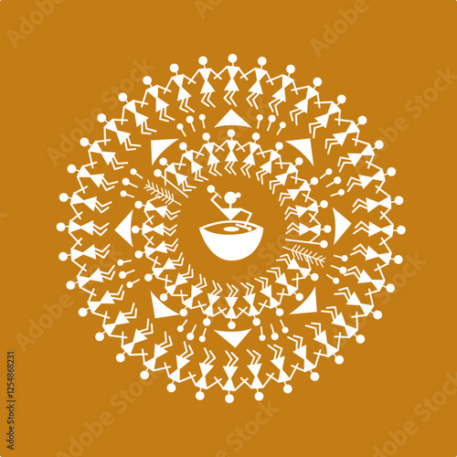 vector Illustration of Warli Art design , Indian culture Tribal Painting. 