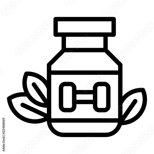 This supplement icon features a bottle with a dumbbell symbol, signifying additional fitness and health products.