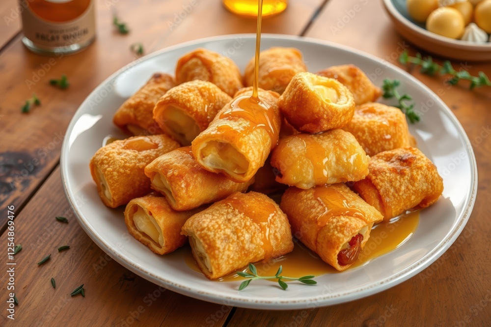 Honey Drizzled Fried Cheese Rolls Honey Drizzled Fried Cheese Rolls