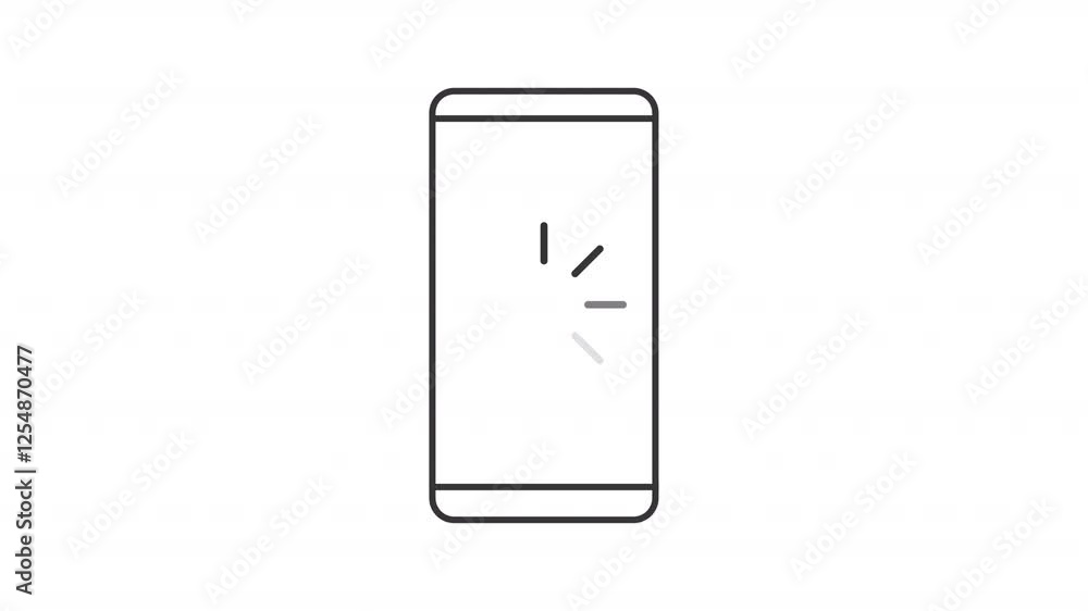 Smartphone loading line animation. Phone progress animated icon. Lines showing up. Blinking screen. Black illustration on white background. HD video with alpha channel. Motion graphic Smartphone loading line animation. Phone progress animated icon. Lines showing up. Blinking screen. Black illustration on white background. HD video with alpha channel. Motion graphic