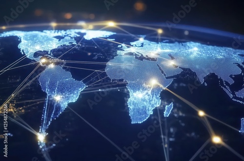Illuminated Global Network Connections Showcasing Earth's Connectivity and Technological Advancements
