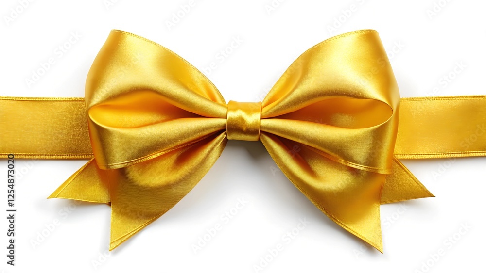 Yellow Ribbon And Bow with Gold isolated Against White Background Yellow Ribbon And Bow with Gold isolated Against White Background