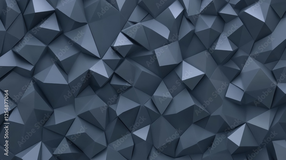 Abstract Low Poly Surface Texture with Dark Grey Geometric Polygon Pattern Background
