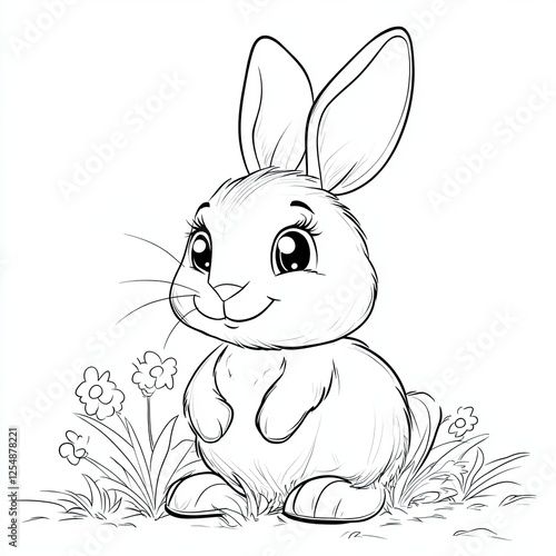 Wallpaper Mural Charming Bunny Rabbit Hop Coloring Book Page Illustration Torontodigital.ca