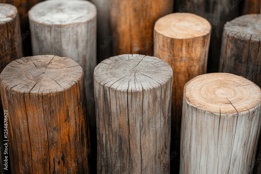 A collection of various wooden logs, showcasing different textures and colors, perfect for nature-themed projects and designs. A collection of various wooden logs, showcasing different textures and colors, perfect for nature-themed projects and designs.