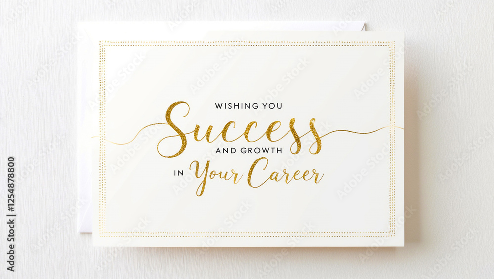 greeting card for career achievement, promotion or new job with a white background and a golden font displaying the message Wishing you success and growth in your career. greeting card for career achievement, promotion or new job with a white background and a golden font displaying the message Wishing you success and growth in your career.