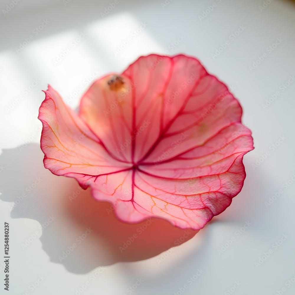 Delicate Pink Leaf with Intricate Veins Close Up Macro Photography Botanical Detail Delicate Pink Leaf with Intricate Veins Close Up Macro Photography Botanical Detail