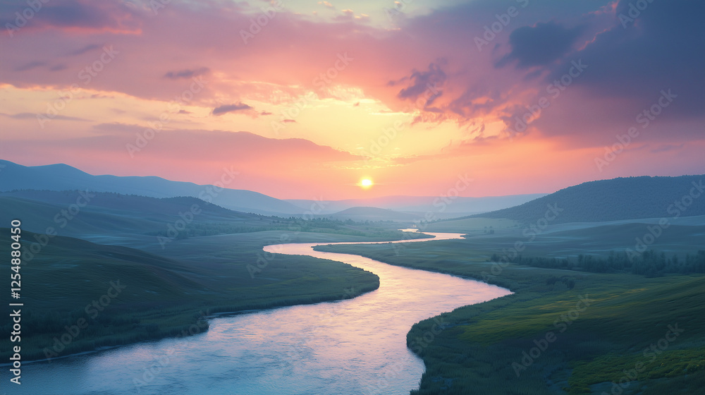Fototapeta premium sunrise over the lake