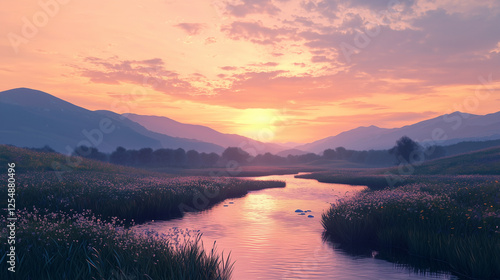 Wallpaper Mural sunrise over the lake Torontodigital.ca