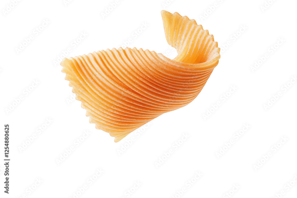 Artistic Representation of Curved Pasta Isolated on White Background Artistic Representation of Curved Pasta Isolated on White Background