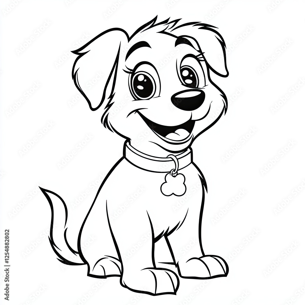 Fototapeta premium Adorable Puppy Outline Simple Coloring Page Illustration