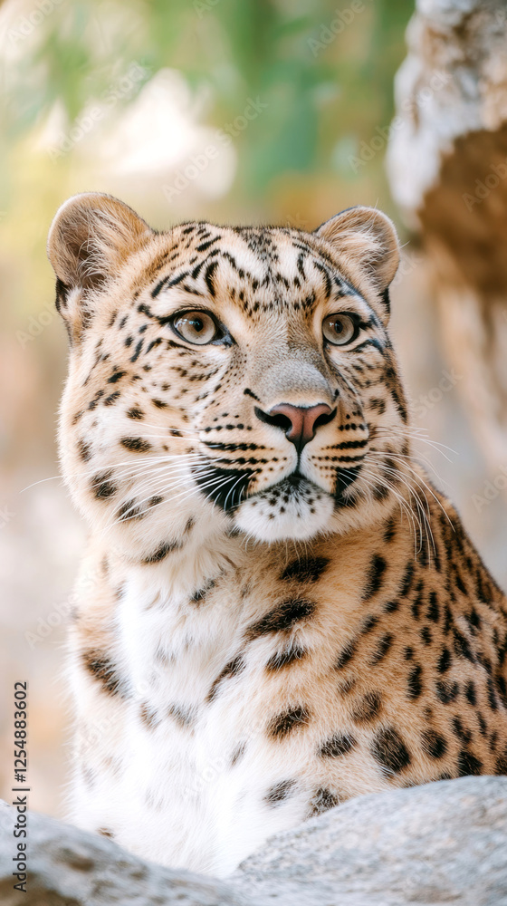 Majestic leopard resting in natural habitat with detailed fur and vibrant eyes wildlife Majestic leopard resting in natural habitat with detailed fur and vibrant eyes wildlife