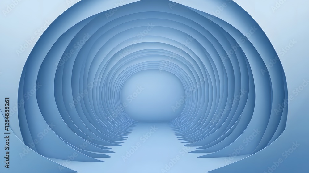 Obraz premium Arched tunnel illusion formed from light blue layered structures