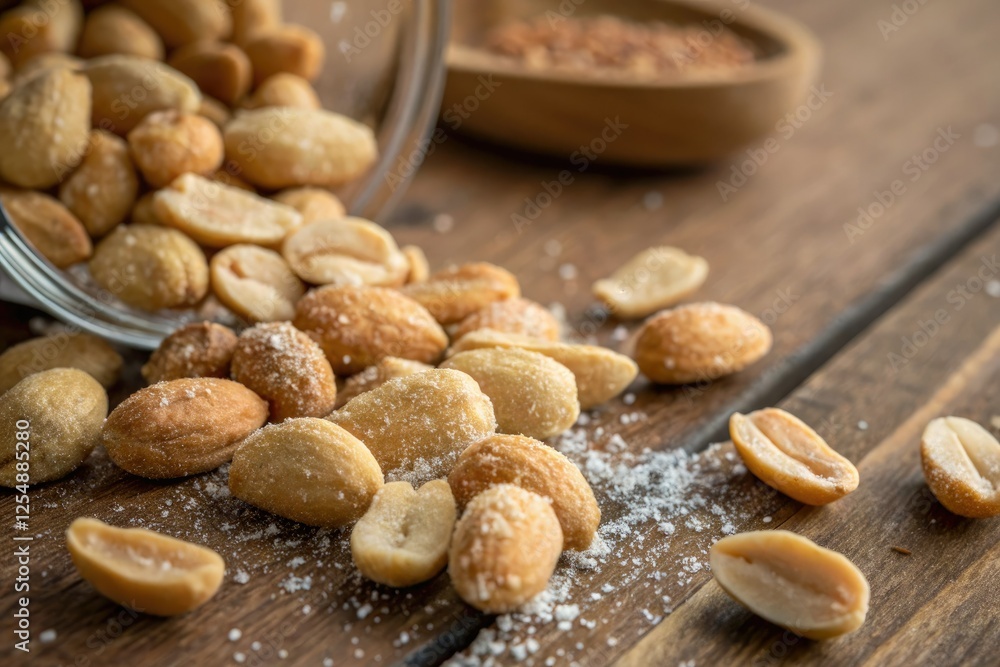 Crunchy, salted roasted peanuts: a macro close-up reveals their delicious texture and high-resolution detail. Crunchy, salted roasted peanuts: a macro close-up reveals their delicious texture and high-resolution detail.