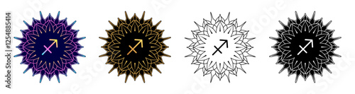 Set of Sagittarius zodiac sign  in different design variation.